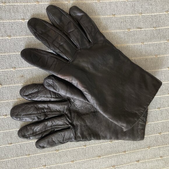 Women's Black Leather Gloves Winter Driving Warm Size Medium - Picture 6 of 6